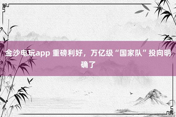 金沙電玩app 重磅利好，萬億級“國家隊”投向明確了