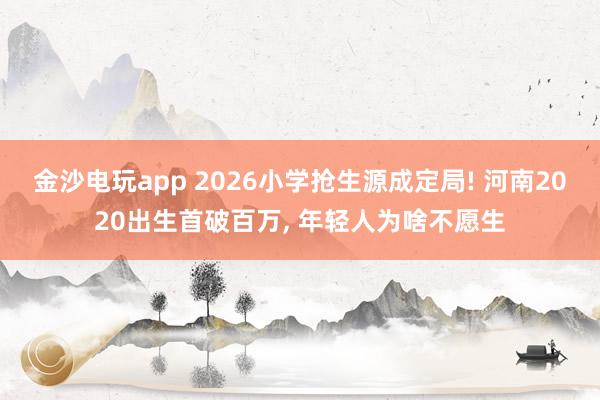 金沙電玩app 2026小學(xué)搶生源成定局! 河南2020出生首破百萬, 年輕人為啥不愿生