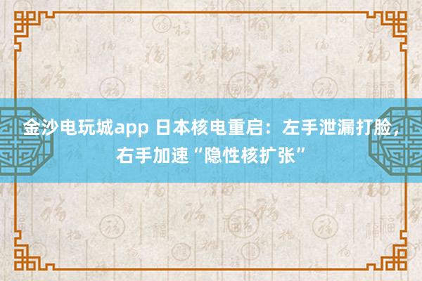 金沙電玩城app 日本核電重啟:左手泄漏打臉,右手加速“隱性核擴(kuò)張”