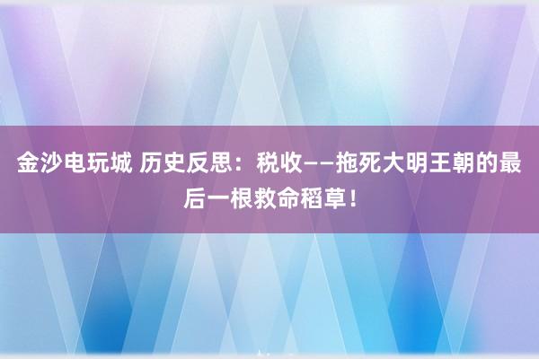 金沙電玩城 歷史反思：稅收——拖死大明王朝的最后一根救命稻草！