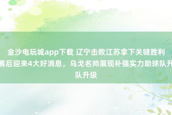 金沙電玩城app下載 遼寧擊敗江蘇拿下關鍵勝利，賽后迎來4大好消息，烏戈名帥展現補強實力助球隊升級