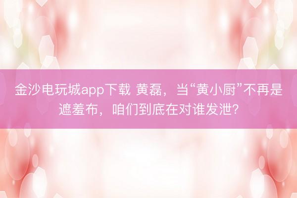 金沙電玩城app下載 黃磊，當“黃小廚”不再是遮羞布，咱們到底在對誰發泄？